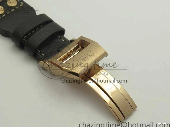 MIROTIME 0503 Big Pilot IW510301 Satin-Polished RG YLF Best Edition Black Dial On Leather Strap A Flexible 7222